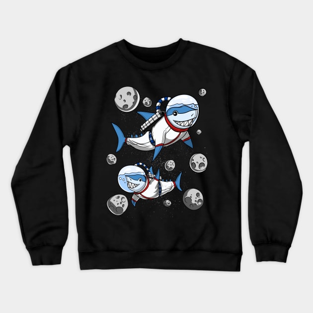 Shark Space Astronaut Crewneck Sweatshirt by underheaven